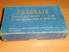 Franklin Standard Film Splicer S-100 For 8mm or 16mm Silent Sound Black VTG