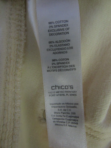 CHICO'S PLATINUM CROP JEANS CHICO'S SZ 3 XL CROP PALE YELLOW STRETCH TAPERED LEG - Picture 11 of 14