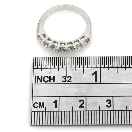 Seven Stone 0.74ctw Round Brilliant Cut Diamond Band/ Ring in 18k White Gold - Picture 3 of 4