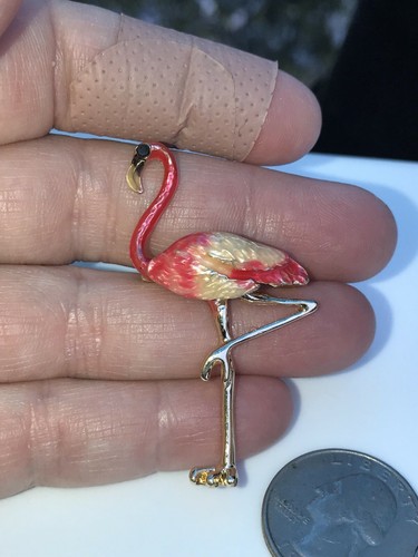 Broche alfiler dorado vintage rosa flamingo D-3595 - Imagen 10 de 10