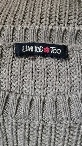 Limited Too Girl's  Gray Pink Long Sleeve Rib Knit Sweater Size L 14/16 - Picture 3 of 7