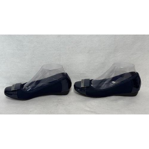Anne Klein Navy Patent Leather Square Toe Ballet Flats Comfort Core 6M Old Money - Picture 9 of 10