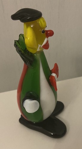 Mini vidrio soplado payaso de Murano vintage verde amarillo rojo 4 1/4" aprox. - Imagen 5 de 14