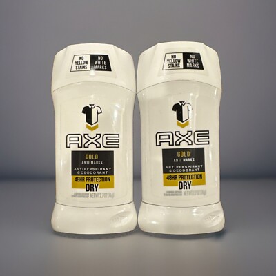 2X AXE Gold Anti Marks Antiperspirant Deodorant 48 HR Dry 2.7 oz Ea Exp 07/2021