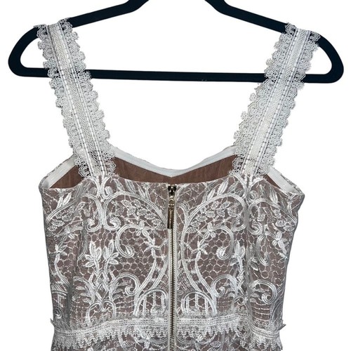 NUEVO NUEVO SIN ETIQUETAS Bronx & Banco Tiffany Blanco Vestido Midi de Encaje en Blanco TALLA US 4/PEQUEÑO - Imagen 6 de 12