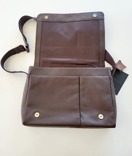 BNWT Royal Class Genuine Leather Brown Lightweight Laptop Shoulder Satchel Bag - Picture 4 of 7