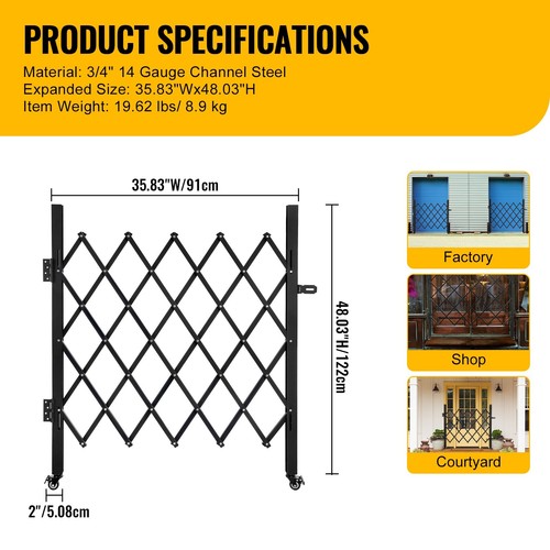 Folding Security Gate Fold Rolling Door Gate Scissor Gate w Lock Steel Accordion - Picture 8 of 60