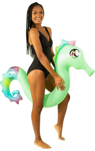 NUEVO PoolCandy SEAHORSE paseo en piscina océano flotador fideos (200 libras) balsa inflada - Imagen 5 de 6