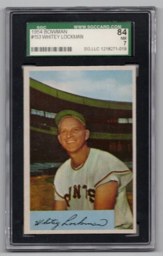 1954 Bowman #153 Whitey Lockman SGC 7 NM Giants 153 B Variation 102/333 Assists