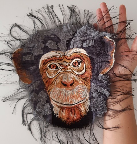 Monkey Animal Realistic Handmade Backing Sew-On Embroidered Patch - Picture 4 of 6
