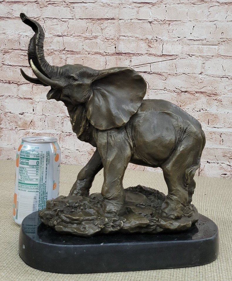 Western Pure Bronze Marble Art Deco Sculpture lucky Elephant Figurine