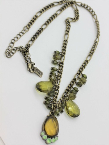 2 NECKLACES- signed ICING & 1928 gemstone, brass, 18"-21" - Picture 4 of 10