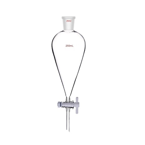 29/42 Glass Pear Shape Separatory Funnel Pyriform Sep Drop Tube PTFE Stopcock