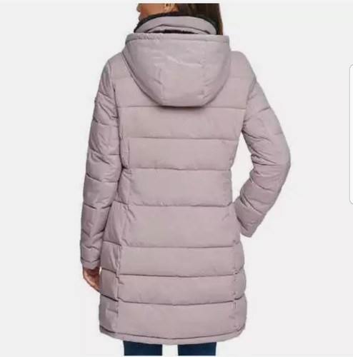 Andrew Marc Ladies Long Stretch Quilted Parka Black Ox Blood XS-2X Hooded Remova - Picture 9 of 20