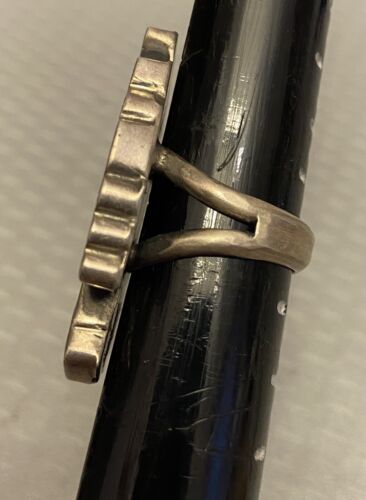 Vintage Zuni Kachina Ring Sterling Silver Rainbow Stone Inlay Signed EA Size 6.5 - Picture 11 of 15