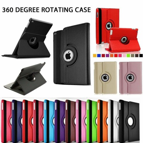 360 Rotating Leather Folio Case Cover Stand for iPad 2 3 4 Mini 4 5 Air 9.7 10.2 - Picture 1 of 13