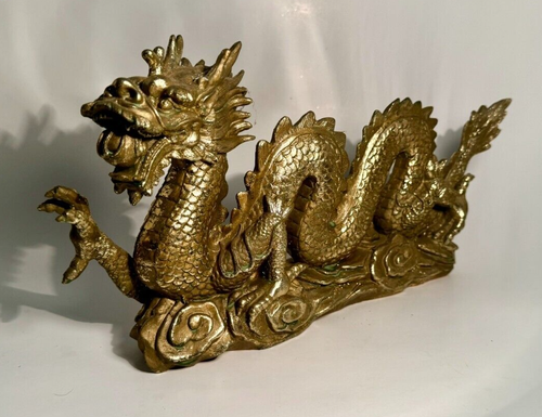 Gold Resin 4-Towed Chinese Dragon Figurine - Picture 2 of 5