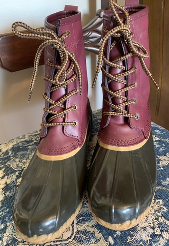 Lands End Womens 502426 Unlined Duck Boots Ankle Lace Up Deep Claret Red Size 8 - Picture 9 of 9