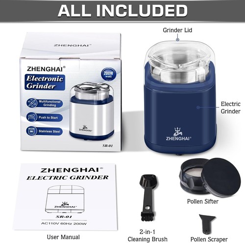 Electric Herb Grinder 200w Spice Compact Size, Easy On/Off, 50g, Blue - Picture 8 of 8