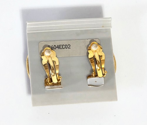 Pendientes de clip vintage años 80 Carolee para Nordstrom grandes ovalados perla dorada negra - Imagen 2 de 2