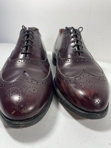 Allen Edmonds Lloyd Herren 9,5 Wingtip Oxford Schuhe burgunderfarbenes Leder hergestellt in den USA 0697 - Bild 3 von 12