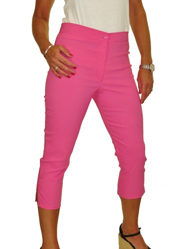 Ladies High Waist Skinny Stretch Pedal Pushers Cropped Trousers 3/4 Length 8-22 - Picture 10 of 124