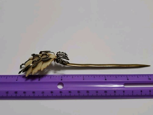 GEORGIAN EDWARDIAN CUT STEEL & SHELL ANTIQUE HAIR JEWELRY PICK BUN HOLDER - Picture 16 of 24