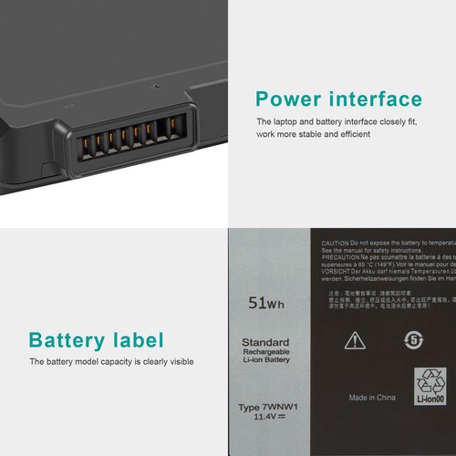 Laptop Battery GK3D3 7WNW1 for Dell Latitude 5420 5424 7424 Rugged 11.4V 51Wh - Picture 9 of 11