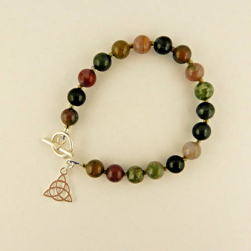 Celtic Knot or Trinity Knot beaded Jasper gemstone charm bracelet - Picture 3 of 13