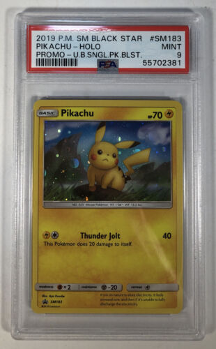 2019 Pokemon Unbroken Bonds Black Star Promo SM183 Pikachu Holo PSA 9 Mint