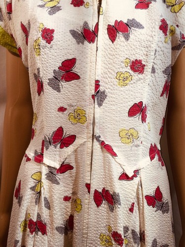 Vintage 1940s Margy Jane Creation Silk Dress Zipper Size Tall M - L Dimple Silk - Bild 6 von 24