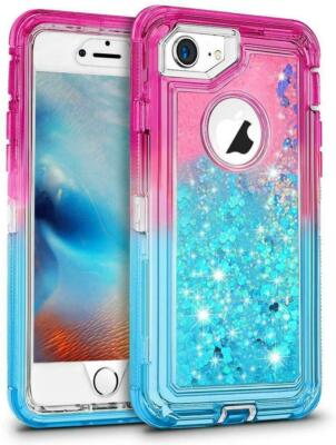 3D Quicksand Gradient Glitter Liquid Hybrid Case For iPhone SE 2020 /8/7/6/6S
