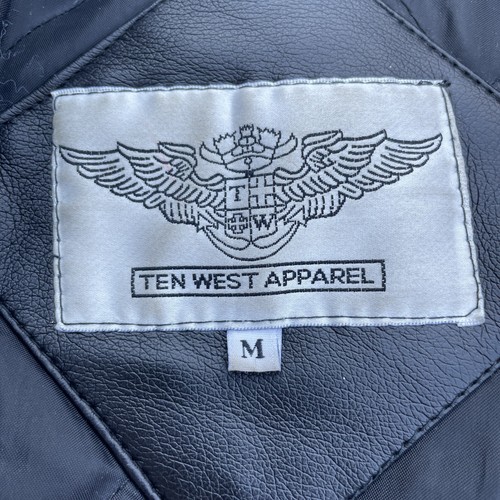 Vintage Ten West Apparel Uomo Adulto Medio Nero Cappotto Pelle Giacca Invernale - Foto 3 di 12