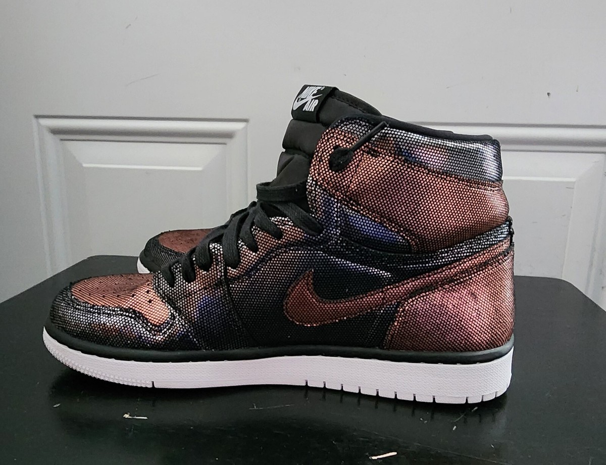 W9.5 / Mens 8 Air Jordan 1 High OG Fearless Black/MTLC Rose