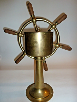 22” John Hastie & Co Brass Ships Helm Wheel W Pedestal