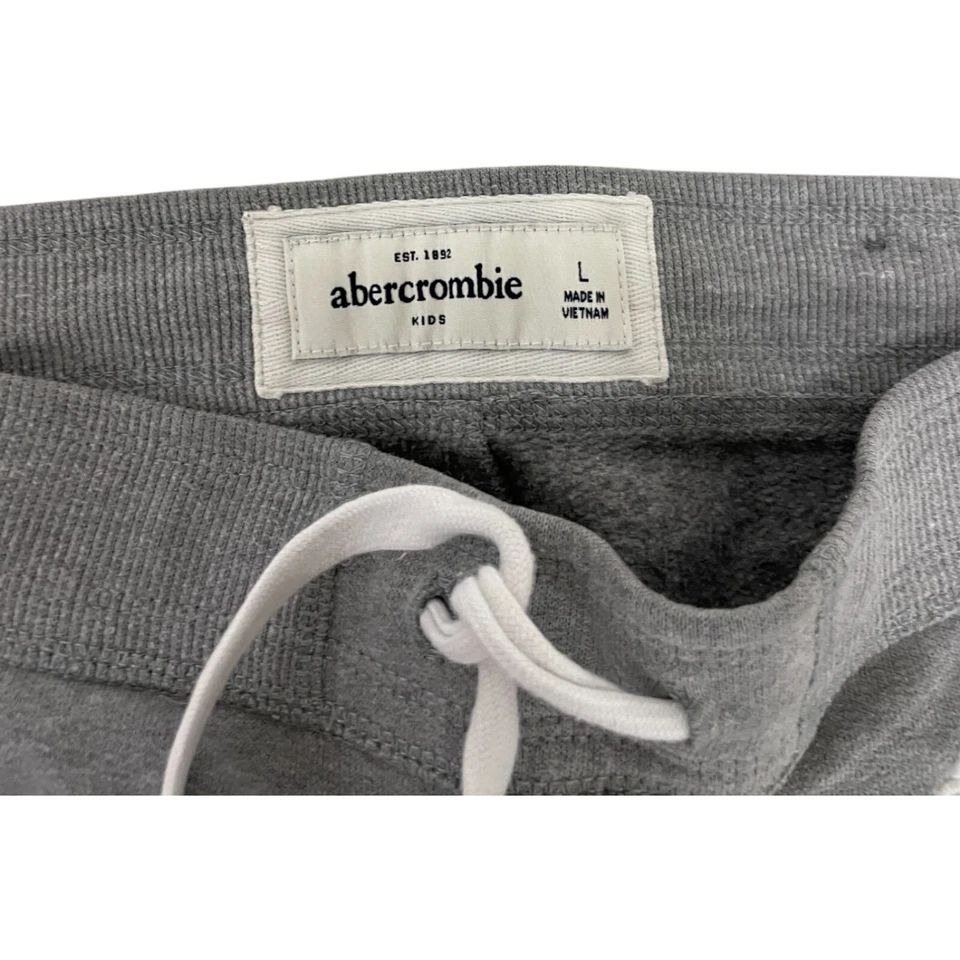 Abercrombie & Fitch Sweatpants Kids Large Gray Spellout Pull On Fleece Pull On - Image 3 of 4