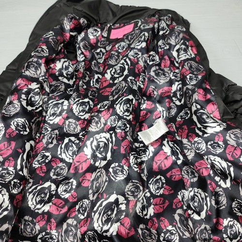 Betsy Johnson Black Puffer Jacket Coat Womens Size L Distressed - Picture 7 of 12