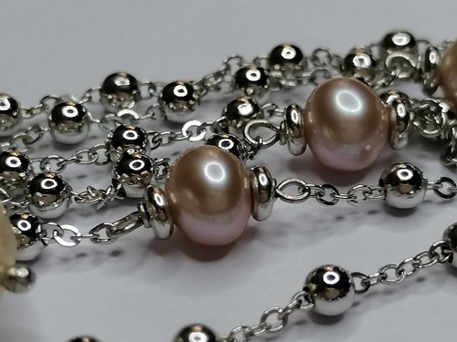 Genuine HONORA Cultured Freshwater Ming Pearl Lariat chain Necklace Silver 982 - Picture 8 of 24