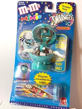 M&M's  Minis Swarmees  Playset  Vintage 2000  Techno Teal Hasbro Caps Candy NIB