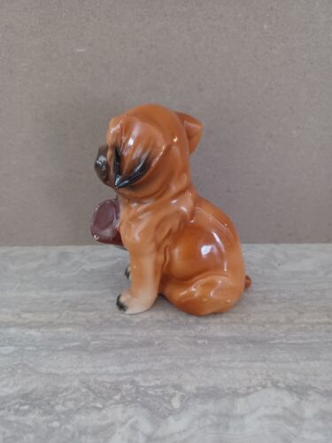 Statuina con scarpiera in porcellana vintage cucciolo boxer - Foto 4 di 6