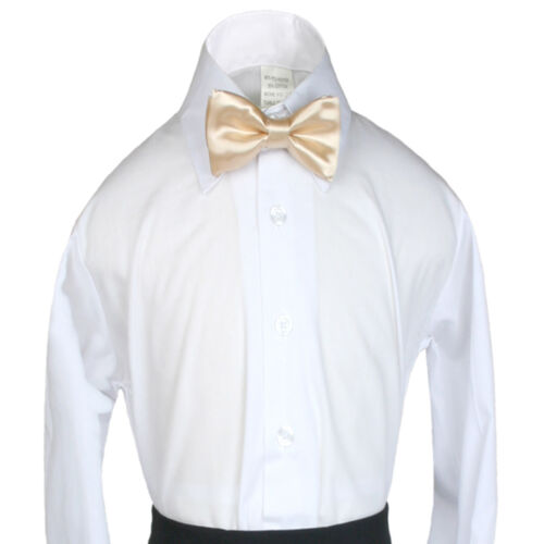 3 piezas Niño Bebé Niño Pequeño Camisa Blanca Formal TAUPE Pantalones Elige Color Moño Corbata S-7 - Imagen 14 de 26