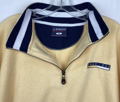 Suéter J.America Sport Vintage con Cremallera Polar CAPA COD Amarillo XL RARO #23D - Imagen 4 de 9