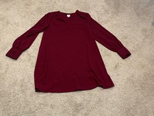 A New Day Womens Dress Size Small Red Long Cuffed Sleeve V Neck Dressy Holiday