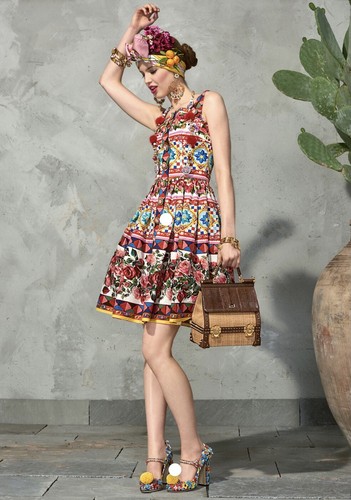 DOLCE & GABBANA Mambo Print Cotton Poplin Dress