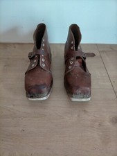 ANCIENNE PAIRE CHAUSSURE GALOCHE GODILLOT  CUIR BOIS  OCCASION 