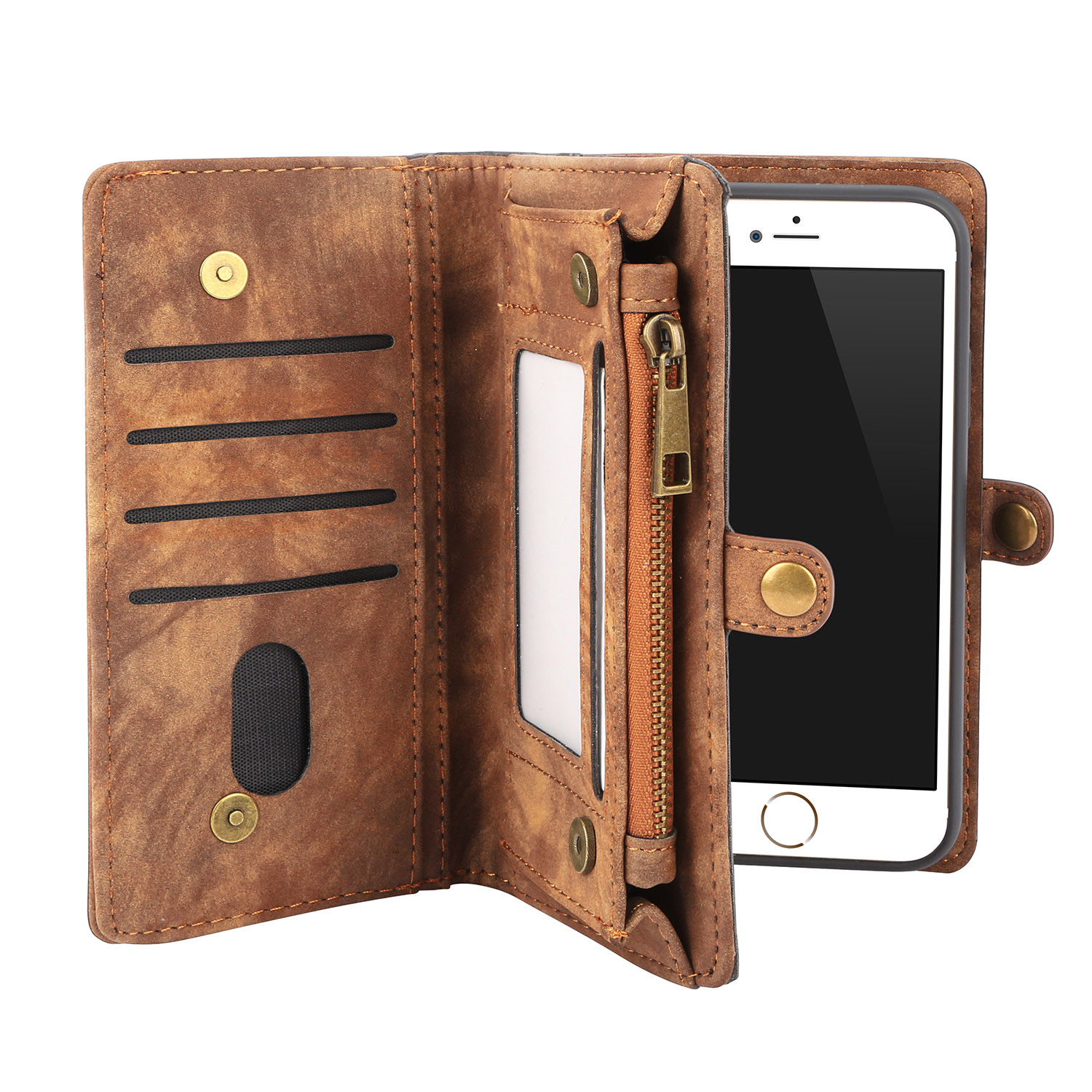 Leather Removable Wallet Flip Card Case Cover For iPhone 8 7