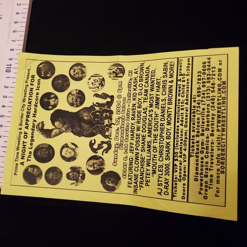 2004 Sabu PTW Insane Clown Posse Hellfire Wrestling Flyer ICP JCW Juggalo Raven - Picture 22 of 23