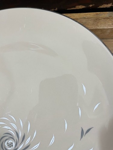 Flintridge China Dinner Plate Daybreak Tan Grey White Platinum Edge Vintage CA - Picture 5 of 8