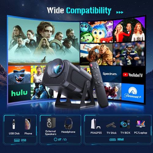 12000 Lumen LED Projector 4K 1080p Mini Home Theater WiFi Bluetooth Android Game - Picture 11 of 17