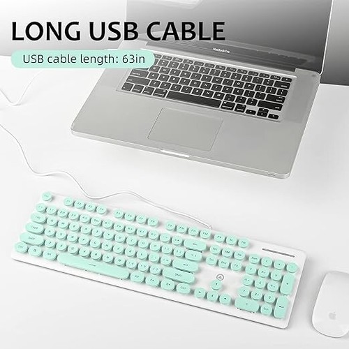 Keyboard Surmen V300 Light Green White Retro Version Wired Gaming for PC - Picture 4 of 4